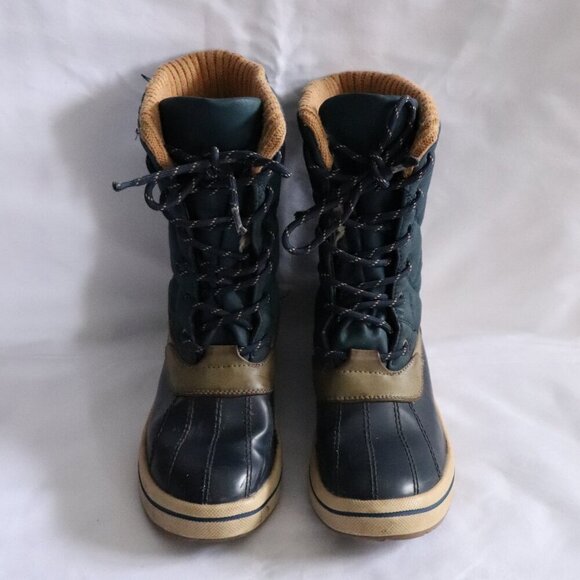 Call It Spring Women's Sz 7.5 Blue/Tan Eraude Winter Lace Up Quilted Snow Boots - Picture 2 of 12